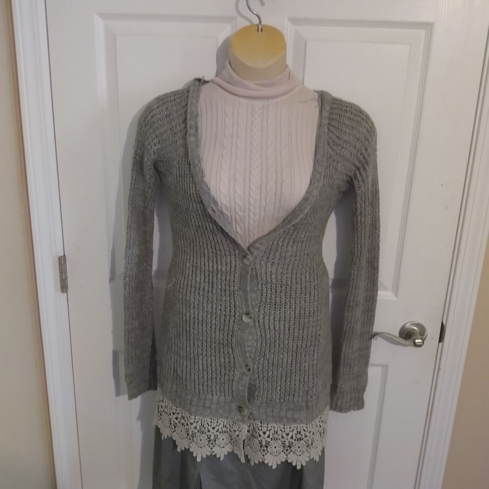 Lace bottom medium ultra flirt cardigan